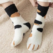 고양이 수면 양말 캐릭터 여성 두꺼운 따듯한 극세사