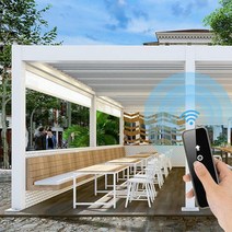 PERGOLA 퍼골라 파고라 - LED 전기 알루미늄 루버 야외 방수 조명 자동 정문