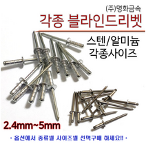 알루미늄리벳 리베트 블라인드리벳 리벳못 스테인레스리벳 스텐리벳 SUS 각종리벳 2.4 3.2 4 4.8 5.0 리벳 RIVET BLIND RIVET 리벳사용방법 소량 명화금속, 스텐드릴기리, 5.0MM