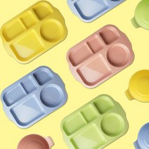 솜사탕 유아식판 자기주도 어린이 식판 국산 안전한 멜라민 어린이집 유치원, 솜사탕 식판 세트(식판+볼) / 하늘