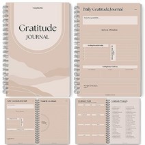 Gratitude & Mindfulness 저널 | 감사 템플릿 셀프 케어 플래너 긍정 다이어리 데일리 병 웰빙 매니페스트 A5 Lux 미국직송