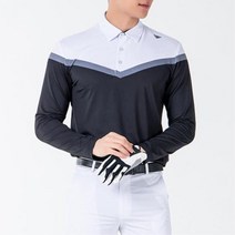 깔끔한 배색 필드룩 남성 카파 긴팔티 골프 티셔츠 남성상의