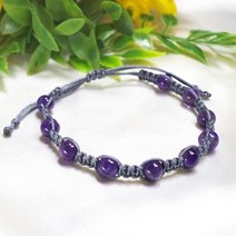 [바보사랑] 2월 탄생석 버블 자수정 원석 매듭팔찌