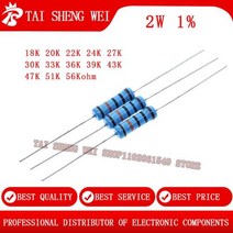 자동차용품 수입차부품 20pcs 2W 금속 필름 저항 1 18K ohm 20K 22K 24Kohm 27K 30Kohm 33K 36Kohm 39K 43Kohm 47Kohm 51Koh, 2W 47K ohm