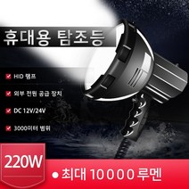 보름달랜턴 고출력 손전등 장거리 사냥 스포트라이트 휴대용 조명 HID 제논 탐조등 캠핑 랜턴 220W 12V 10000 루멘, [02] Yellow white  4300K, [01] Black, [06] 100W, 1개