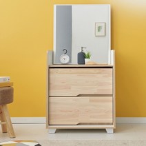 장인가구 뉴시드니 편백나무 2단 600 전도방지 서랍장 화장대, 내츄럴그레이