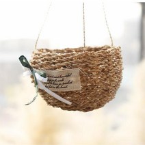리본 포인트 행인 라탄 화분 바구니 벽에거는 플렌트 꽃화분 벽걸이