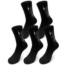 프레리 5켤레 두꺼운 쿠션 장목 스포츠 양말, 레터링_블랙 5켤레