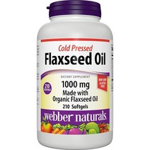 미국직구 Weber Naturals 냉압 아마씨 오일 1000mg 210 소프트겔 식물원 오메가-3 글루텐 유제품 무첨가, 수량, 상세참조