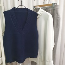 여성 조끼 니트조끼 베스트 데일리 브이넥 여자 가을 겨울 심플