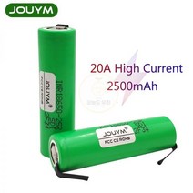 소니배터리 호환 JOUYM 18650 배터리 2500mAh 3.7V INR18650 25R M 20A 방전 리튬 이온 15A 고전류 충전식 셀 니켈 시트, one option, 2-pieces