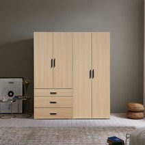 웰튼 블링카1600장롱셋트 800 옷장 800 이불장 800 수납장 원룸 옷장 싱글 옷장 옷 수납장, 메이플-긴문도어이불장+3서랍장롱