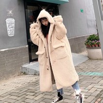 또비샵 여성 겨울 양털 박스핏 롱코트