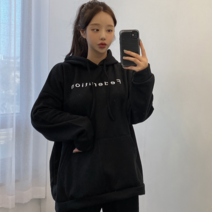 VANANA2 국내제작 레터링 포인트 기모 오버핏 후드티셔츠 2color