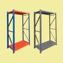 중량랙 2단 가로 100 X 깊이 60 X 높이 200 하중 200kg 엠보싱앵글 하이랙 중량렉 철앵글 메탈 창고선반 조립식앵글 철제앵글 랙 렉 무볼트 경량랙, 독립형, 그레이