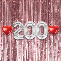 200일 이벤트 포토존 세트 아기 기념일 커플 축하 기념 숫자 풍선 하트, 05.커튼-(로즈골드)-200(소)-실버