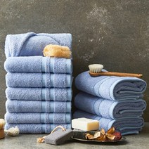 소프트터치 호텔수건 뱀부얀 190g 10장세트, 블루, 10장