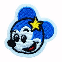 와펜 A112 - 블루 미키 별 캐릭터 마크 패치