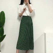 [리즈데이즈] 먼로 플리츠 밴딩 도트 롱 스커트