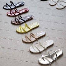 투스트랩 에나멜 슬리퍼 호피샌들 1cm 여성슬리퍼