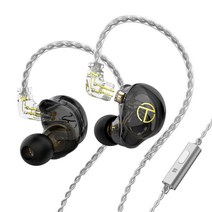 TRN ST2 이어폰 1BA + 1DD 하이브리드 기술 HIFI Bass 이어 버드 인 이어 모니터 헤드폰 스포츠 소음 차단 헤드셋 MT3 ST5, 검은 색 마이크 없음