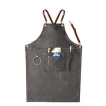 커피프렌즈 바리스타 데님 링 앞치마 빅포켓 가죽끈, 데님펜청데님