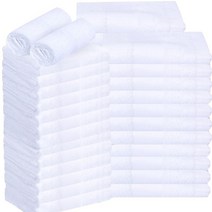 Moukeren 48피스 살롱 타월 벌크 면 40.6 x 63.5cm(16 x 25인치) 핸드 짐 타월 페이셜 부드럽고 흡수력이 뛰어난 헤어 타월 헤어 스타일리스트 에스테티션 스파, White