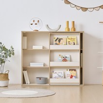 룸핏 보노 1200 슬라이딩 전면 책장 유아 교구장 3단 낮은 수납장 책꽂이 아기 바구니장 어린이 선반장, 1200 슬라이딩 책장, 낮은형