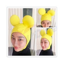 스쿠버다이빙 프리다이빙 후드 캐릭터 고양이 스노쿨링 헤어밴드 잠수 모자, 옐로우 빅 미키마우스
