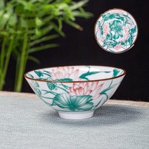 6 개몫 손으로 그린 도자기 찻잔 중국 부티크 세라믹 차 그릇 여행 휴대용 컵 홈 세트, 8X3.2CM 70M+A5 -- 6 PCS