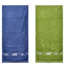 가정용 도톰한 꽃자수 30수 세안수건 2p 수영장 숙박업소 미용실 펜션, 1개, 85cmX40cm 옐로우