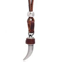 이빨 목걸이 서퍼 남자 클래식 빈티지 가죽 합금 늑대 치아 펜던트 라이더 펑크 액세서리