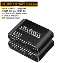 HDMI분배기 선택기 셀렉터 멀티비젼 듀얼 모니터 2022 최고의 4k 스위치 2.0 지원 rgb 4:4:4 hdr 스위치 4k 60hz 2.0 스위치 원격 ir uhd 4, zy-hs13, 영국 전원 플러그