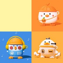 Linkvu 러블리덕 에어팟 실리콘 케이스 AirPods 3세대 프로 2세대 1세대, 에어팟1.2세대_뮤직오리