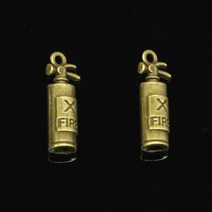 스프레이소화기 골동품 청동 도금 소화기 소방관 매력 보석 만들기 DIY 수제 펜던트 23x6x6mm 55 개