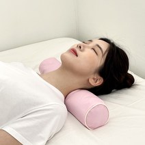 집콕 경추베개 거북목 일자목 목디스크 수건 경추목베개, 메밀 핑크