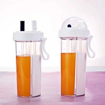 반반 물병 2가지음료 더블 병 컵 휴대용 물통 패트, 화이트 600ml