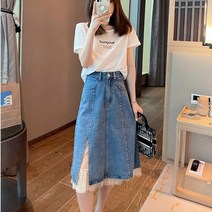청치마바지 흑 치마 롱 하체비만 청 스판 스커트 데님 빅사이즈 하비 멜빵