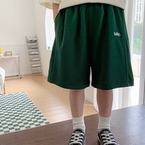 아이크레용 베이비 자수 면 트레이닝 5부 반바지