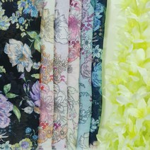 나염 폴리원단 플라워패턴 원피스 원단 커튼원단 의류원단 소품만들기 패브릭원단 홈패브릭 6종, 요루, 퍼플