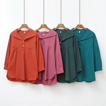다잇템 여성 실버세대 청록색 에이라인 블라우스 (9910910)