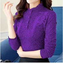 여성 블라우스 레이스 빅사이즈 슬림핏 기모 여자 셔츠