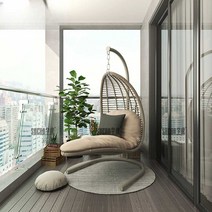 실내 라탄그네 행잉체어 스윙 베드 그네의자 흔들의자, 브라운 행잉체어(화이트 쿠션)