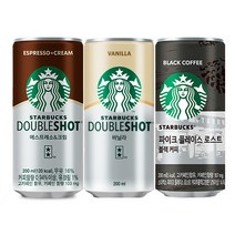 [CORAM] 스타벅스 캔커피 200mL 3종 (더블샷 에스프레소앤크림/바닐라/파이크플레이스로스트블랙) 혼합무배, 18개, 에스프레소앤크림6+바닐라6+파이크블랙6