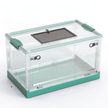 햄스터 앵무새 용품 집 케이지 애완동물 파충류 빌라 투명 하우스 접을 수있는 테라리움 고슴도치 먹이 상자 현대 사육 탱크353429, Green_L 550X320X310MM