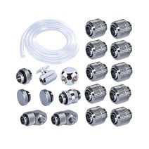 Azieru 피팅 키트 소프트 파이프 핸드 압축 커넥터 조인트 호스 튜브 스위치 수냉 악세서리 사용, [02] Silver, [01] For 10-13mm Hose