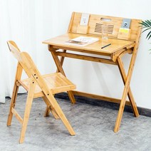 원목책상 접이식 책상 이동식 의자 등받이 학생 공부방 접이식테이블, 테이블 + 강화 접이식 의자