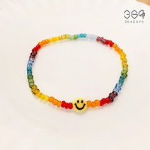 364days 키치한 스마일 팔찌 투명하고 맑은 무지개 비즈팔찌 우정팔찌 아이랑커플 유아동 성인 남성 여성 남녀공용 커플팔찌 사이즈 선택가능