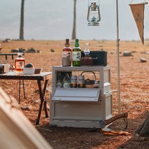 더준 원목 캠핑 수납장 캐비넷 우드쉘프 키친 테이블 정리대 선반