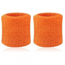 스포츠용품 액세서리 스포츠용 솔리드 컬러 흡수성 코튼 팔찌 2 개 통기성 빠른 건조 테니스 스웨트 밴드, 주황색